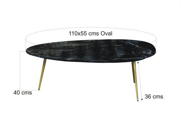 Salontafel Organic Marmer | Zwart Goud | 110x40x55 cm|Leverbaar Vanaf Week 9