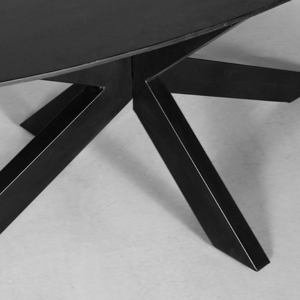 Eettafel Zion Ovaal Black | 210x100x76 cm | Zwart Mangohout | Metaal