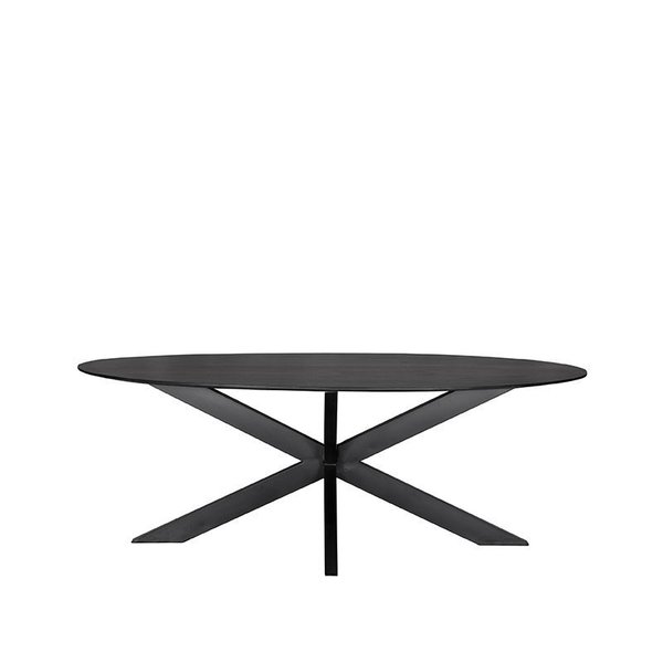 Eettafel Zion Ovaal Black | 210x100x76 cm | Zwart Mangohout | Metaal