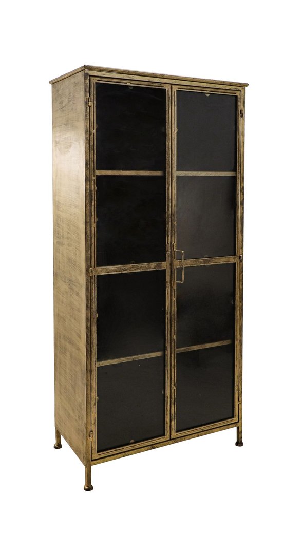 Vitrinekast Fletcher 80x40x180 cm | Antique Gold Metaal| Glas
