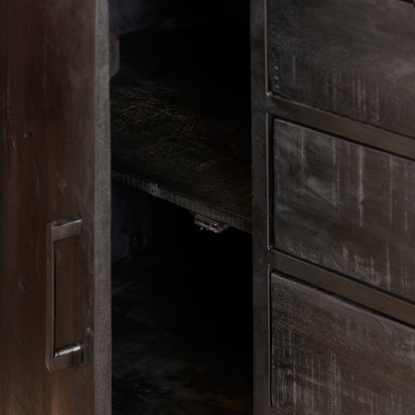 Dressoir Denver Black 210 cm | Zwart Mangohout en Staal