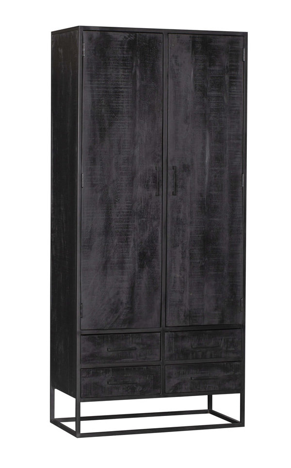 Kabinet Denver Black 90 cm | Zwart Mangohout en Staal