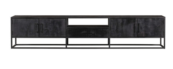 Tv meubel Denver Black 240 cm | Mangohout en staal
