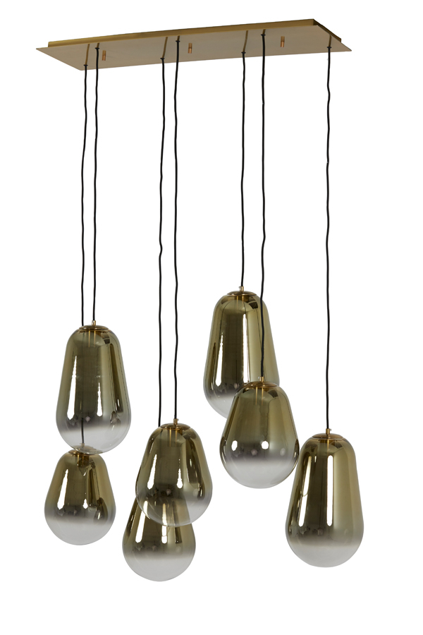 Hanglamp Maeve 7L 100x35x69 cm | Glas Goud-Helder+Goud