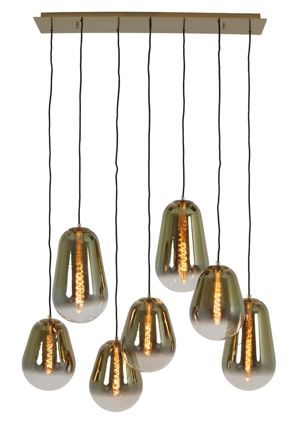 Hanglamp Maeve 7L 100x35x69 cm | Glas Goud-Helder+Goud