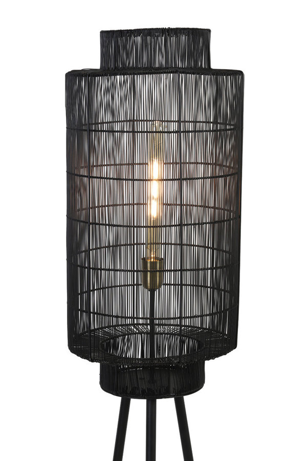 Vloerlamp driepoot Ø32x150 cm GRUARO | mat zwart-antiek brons