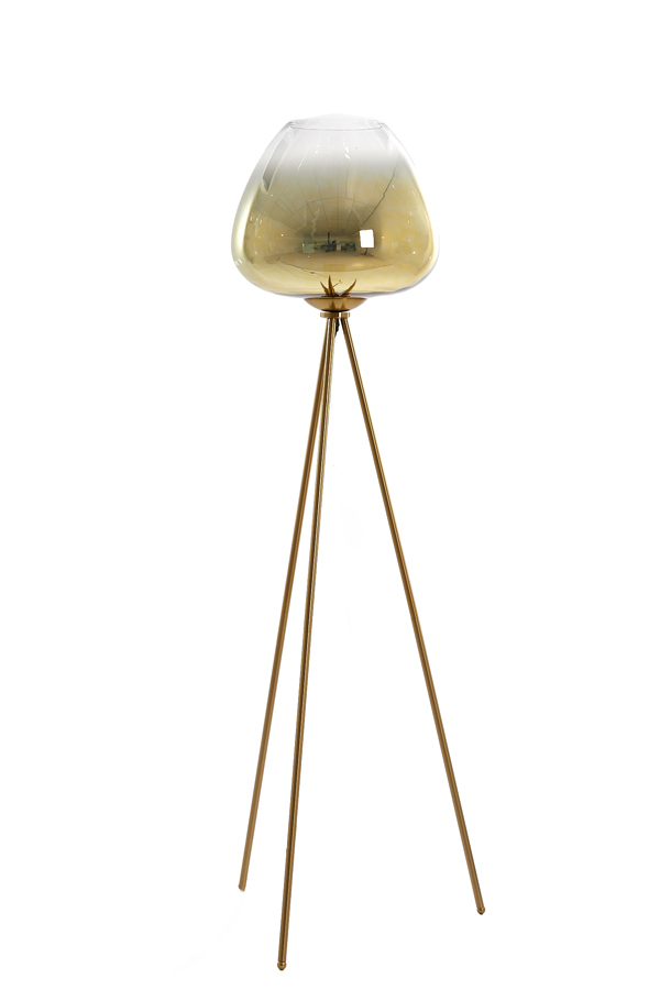 Vloerlamp Mayson driepoot Ø42x146 cm | Glas Goud-Helder+Goud | Leverbaar Vanaf Week 14